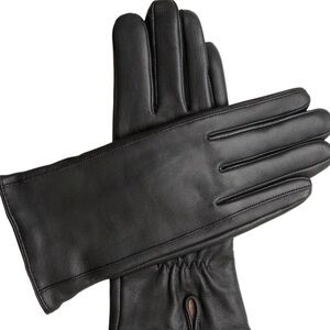 Women’s Dsane Black Leather Gloves with 100% Cashmere Lining